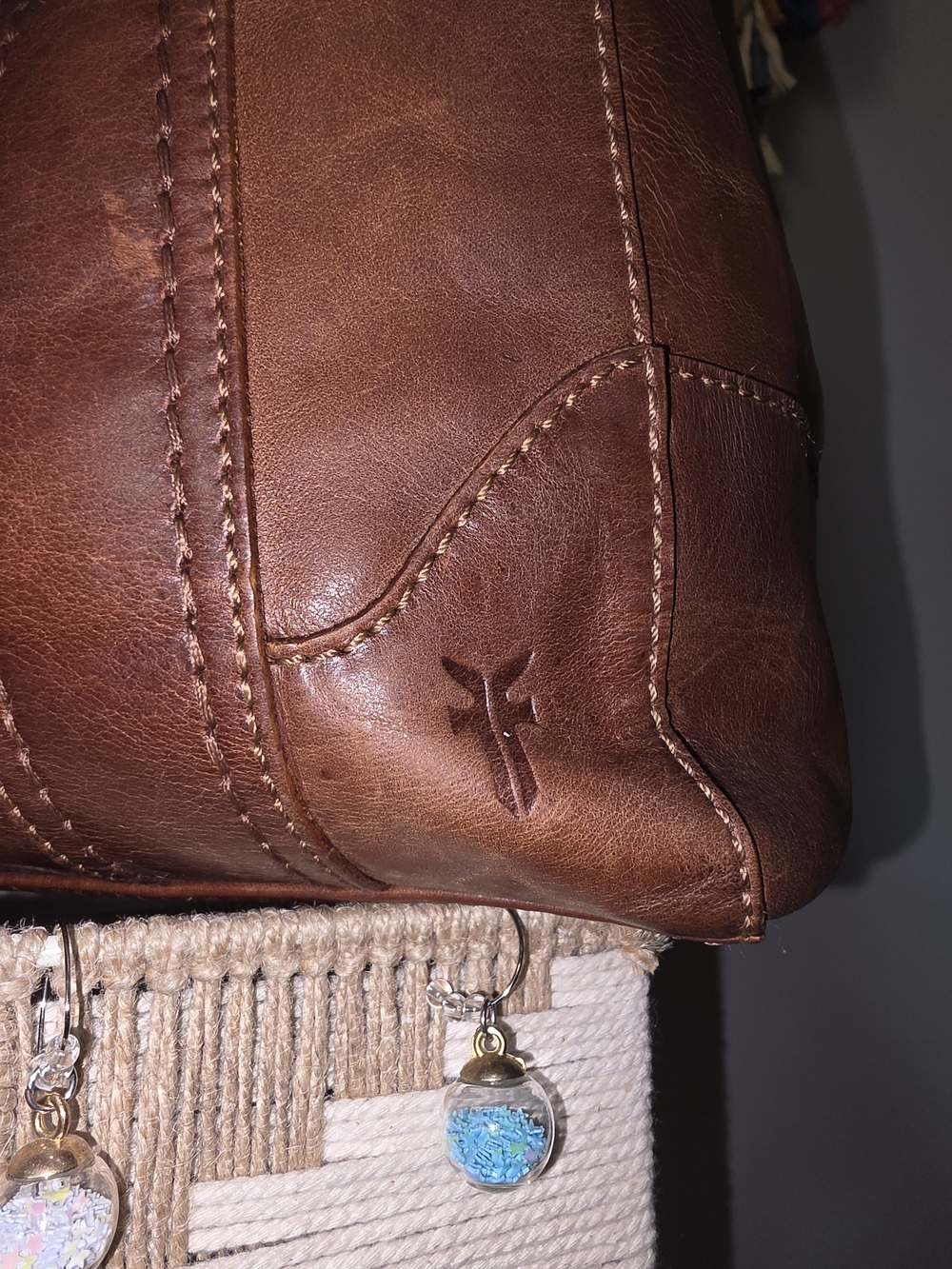 FRYE MELISSA Brown/Cognac Leather Tote Bag - Picture 8 of 13